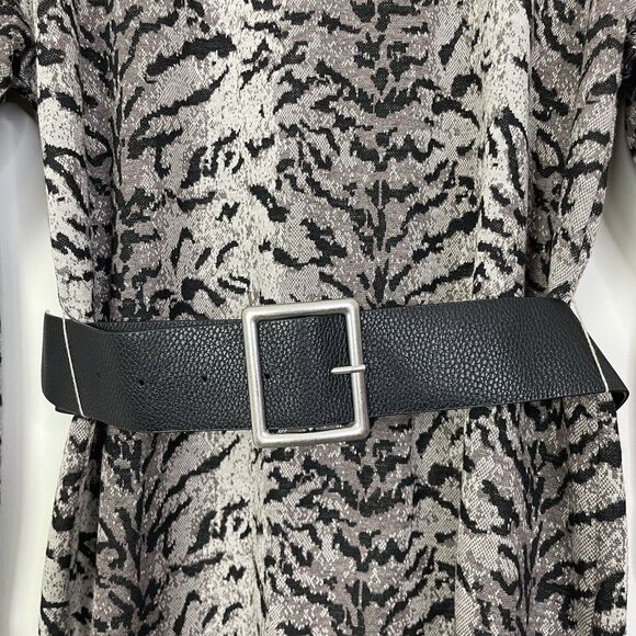 Zara Tiger Animal Print Knit Long Sleeve Crewneck Belted Midi Dress Medium - Picture 10 of 10